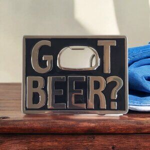 Belt Buckle with Bottle‎ Opener Got Beer? Black Pewter Biker Western Cowboy